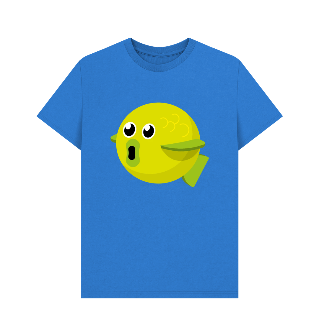Bright Blue Organic Cotton Men's Fish T-Shirt