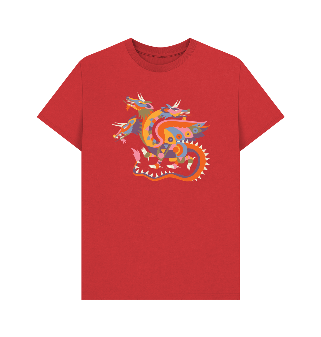 Red Colourful Dragon Organic Cotton Men's T-Shirt