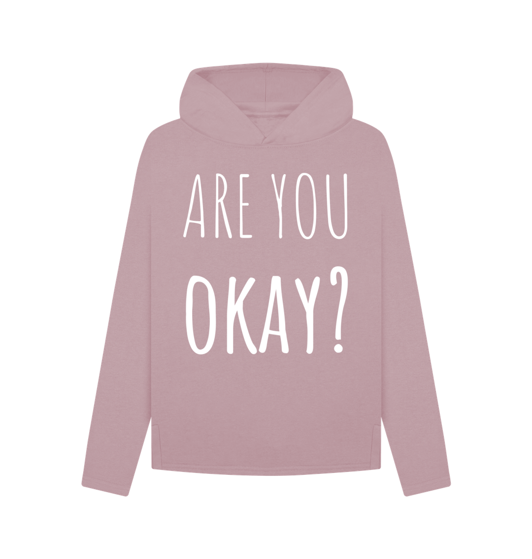 Mauve Organic Cotton Are You Okay Mental Health Clothing Relaxed Fit Women's Hoodie