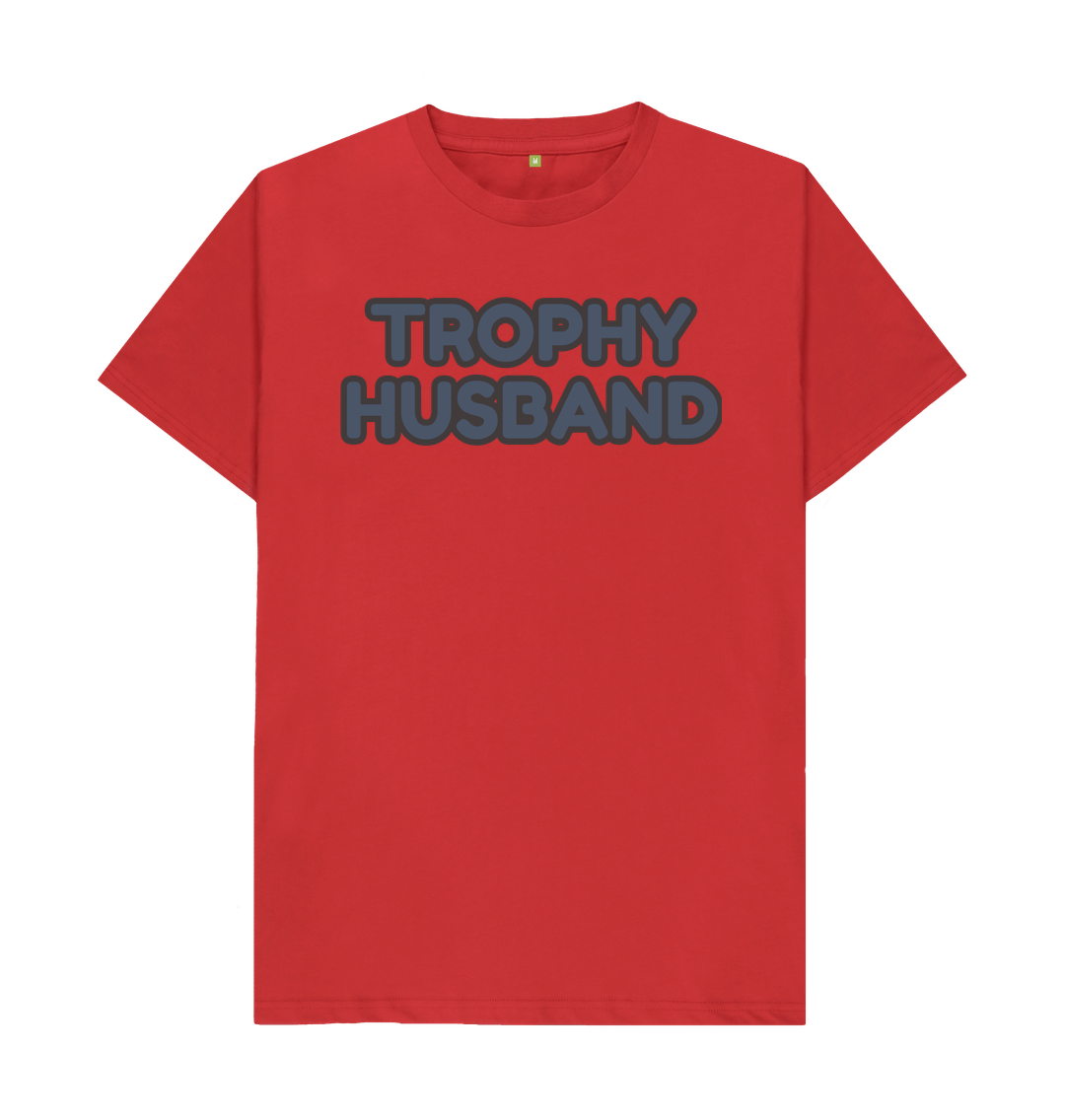 Red Organic Cotton Trophy Husband Men's T-Shirt