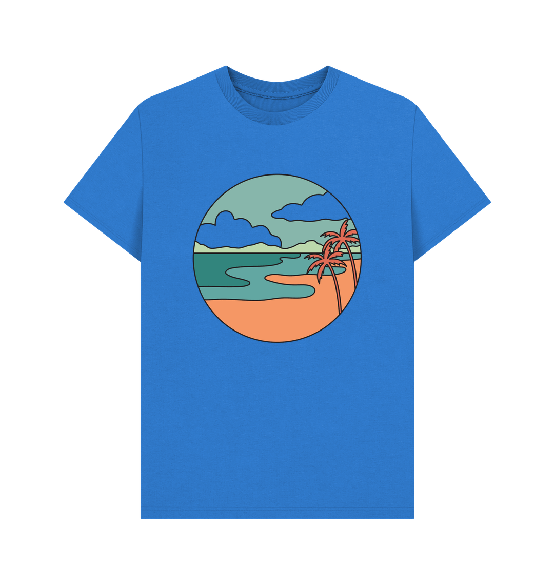 Bright Blue Organic Cotton Men's Beach T-Shirt