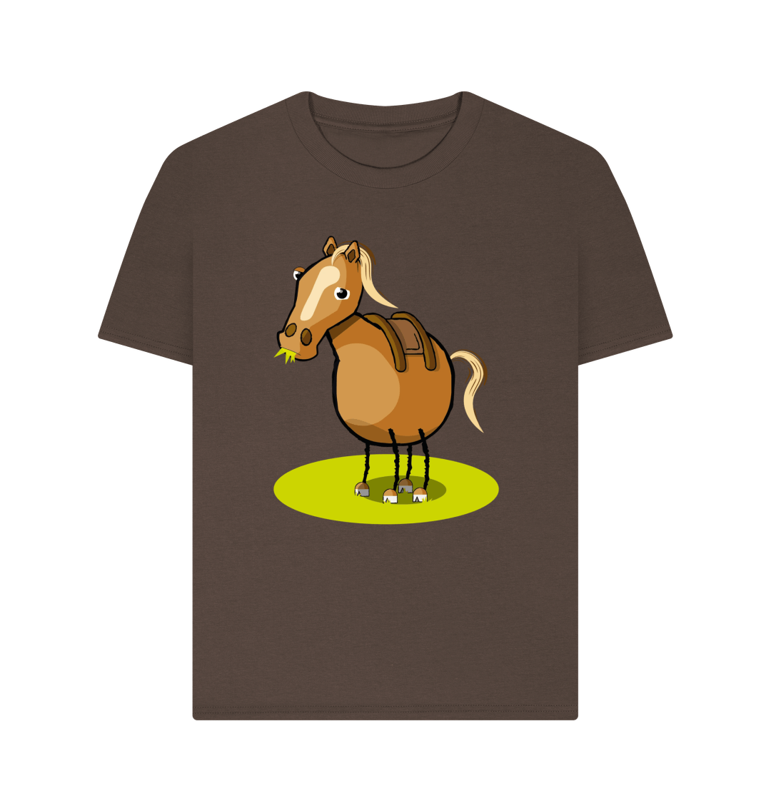 Chocolate Organic Cotton Woman's Funny Grumpy Horse Mental Health T-Shirt