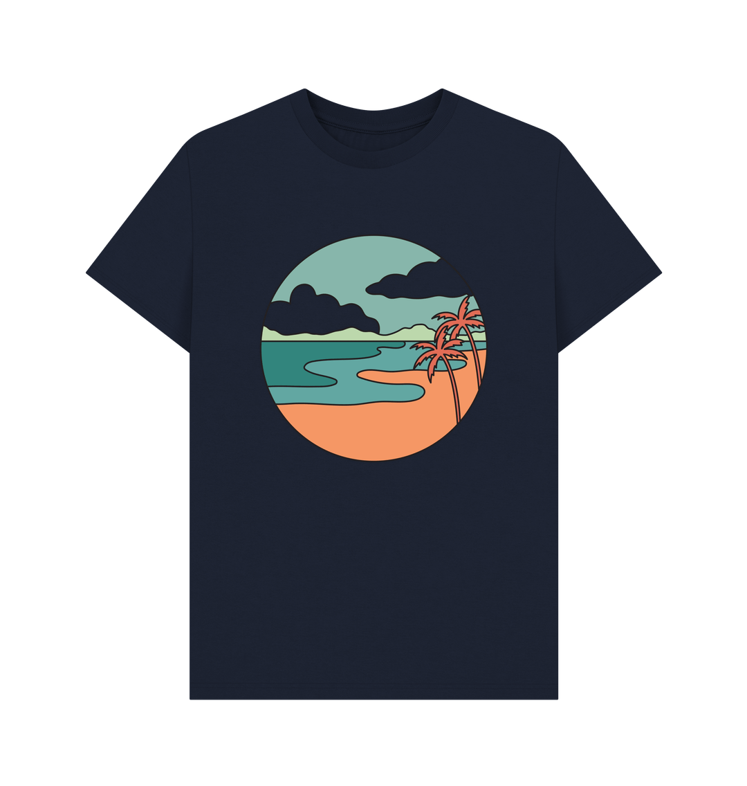 Navy Blue Organic Cotton Men's Beach T-Shirt