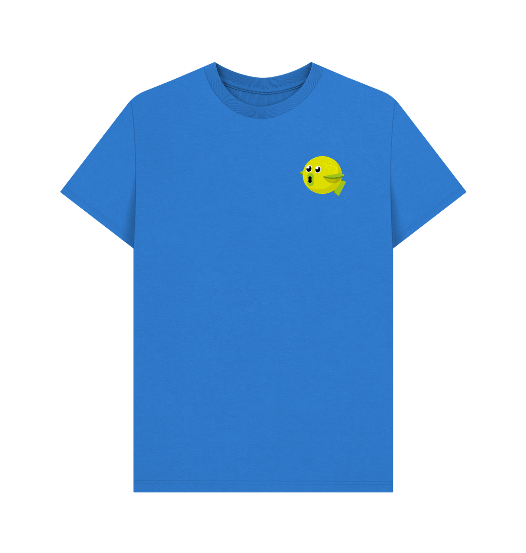 Bright Blue Organic Cotton Men's Fish T-Shirt Small Logo