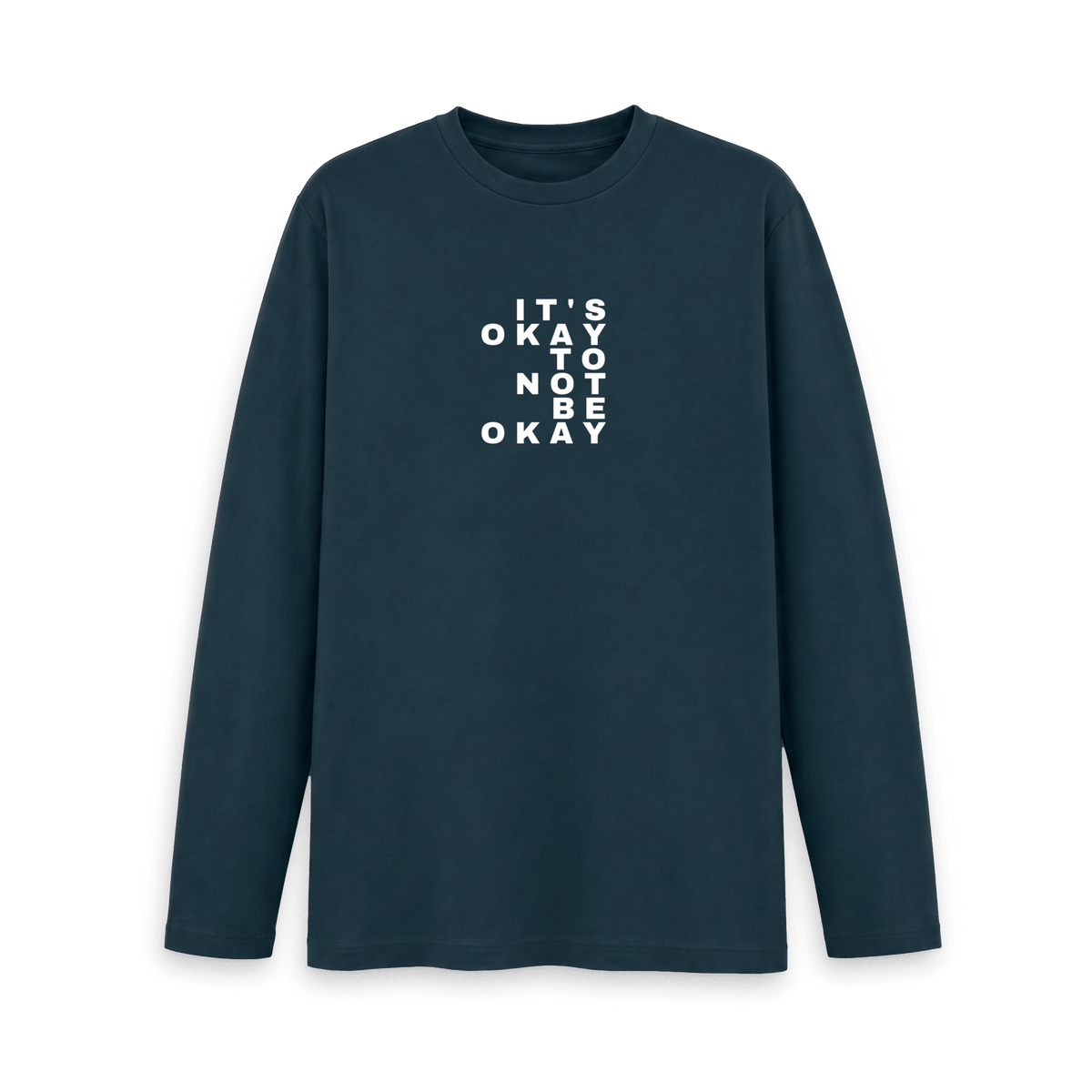 Denim Blue Printed Long Sleeve T Shirt Front