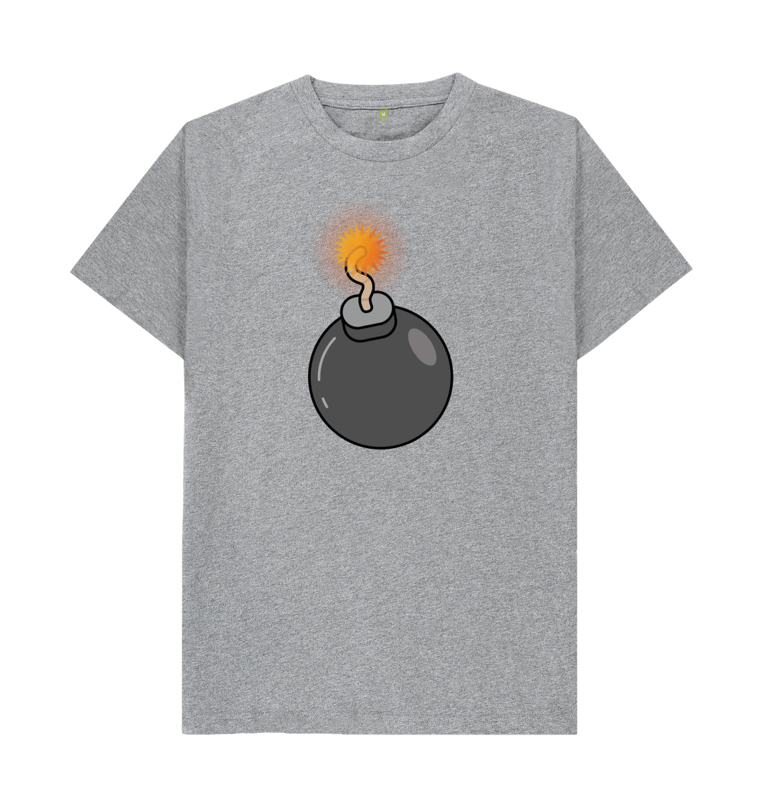 Athletic Grey Men's Cartoon Ticking Timebomb Organic Cotton Mental Health T-Shirt