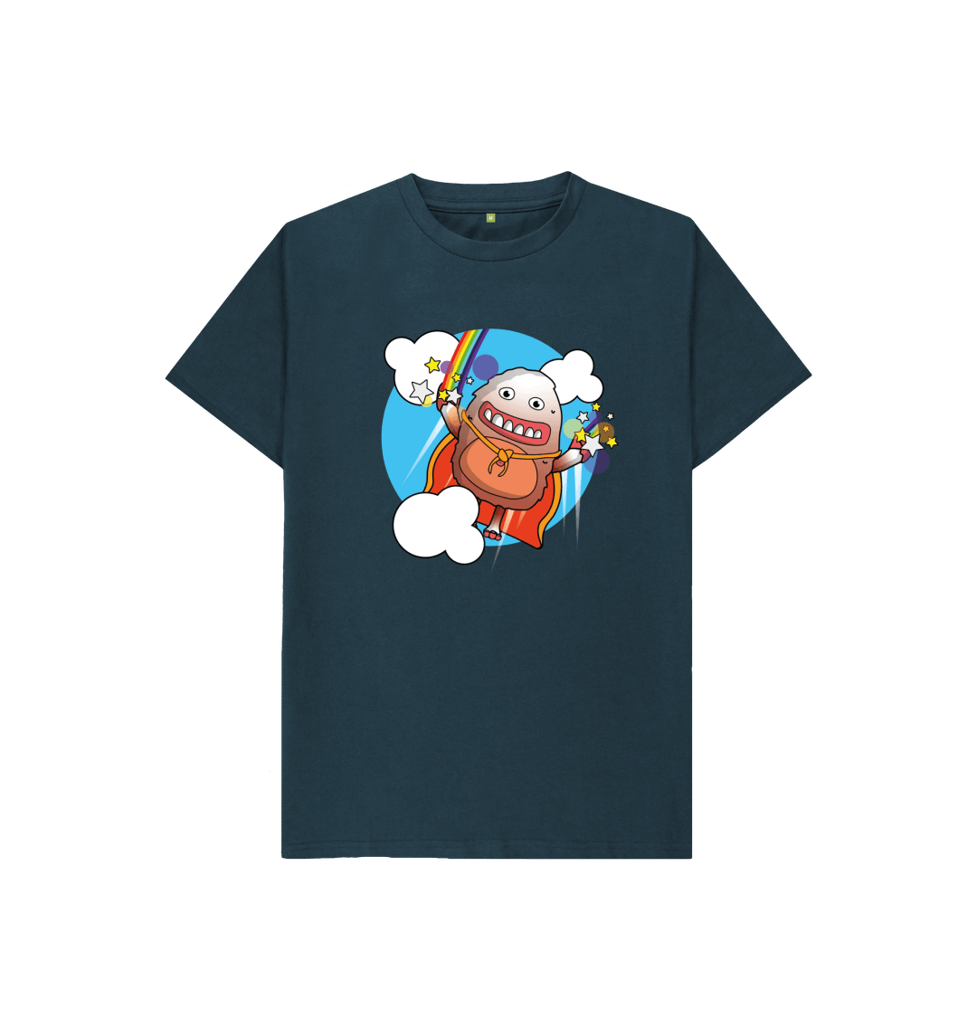 Denim Blue Organic Cotton Kindness is a Superpower Graphic Only Mental Health Children's T-Shirt