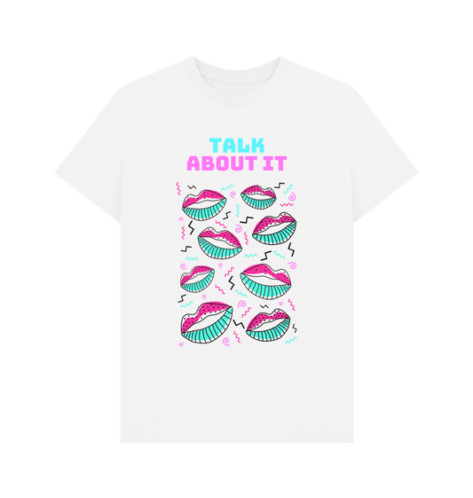 White Talk About It Men's Mental Health Organic Cotton T-Shirt