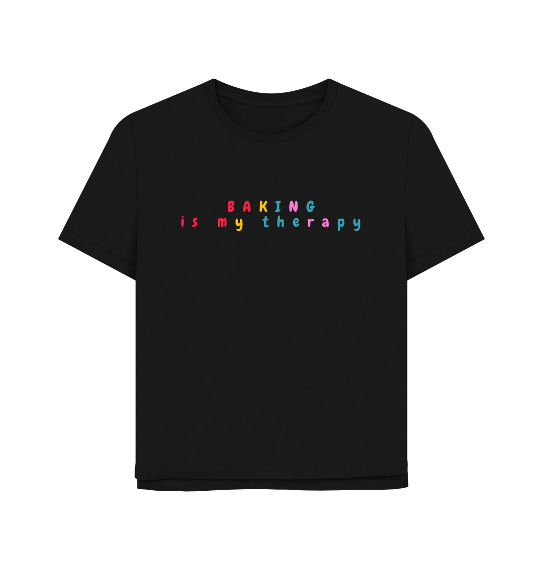 Black Organic Cotton Mental Health Baking is my therapy Womans's T-shirt