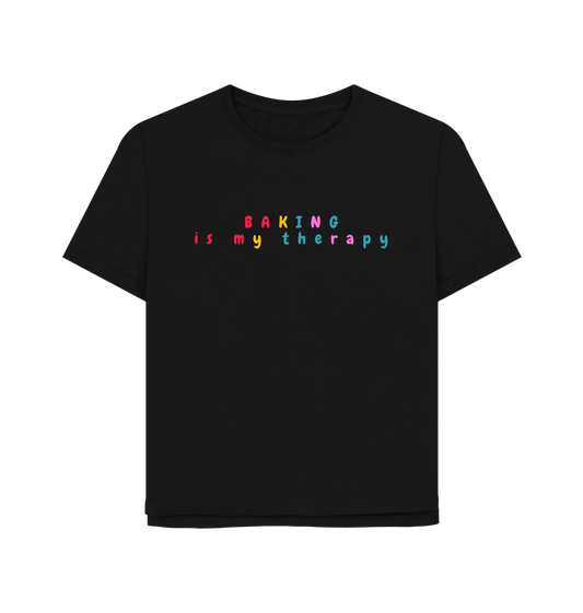 Black Organic Cotton Mental Health Baking is my therapy Womans's T-shirt