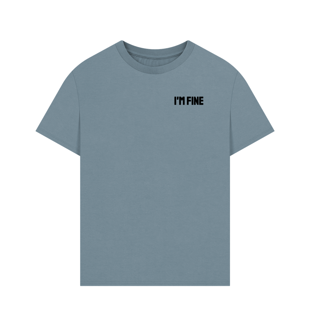 Stone Blue I'm Fine Organic Cotton Men's Mental Health Oversized T-Shirt