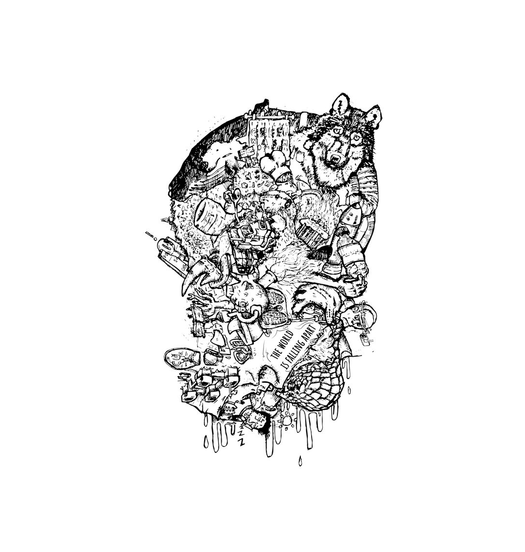 No Frame The World is Falling Apart Environmental Recycled Paper Art Wall Print Framed