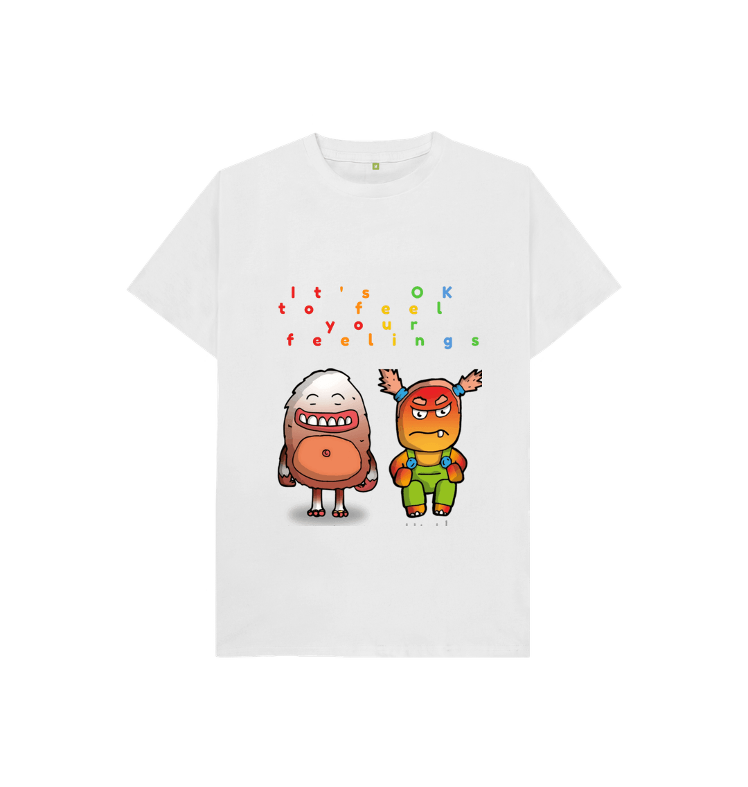 White Organic Cotton It's OK to feel your feelings Children's T-Shirt.