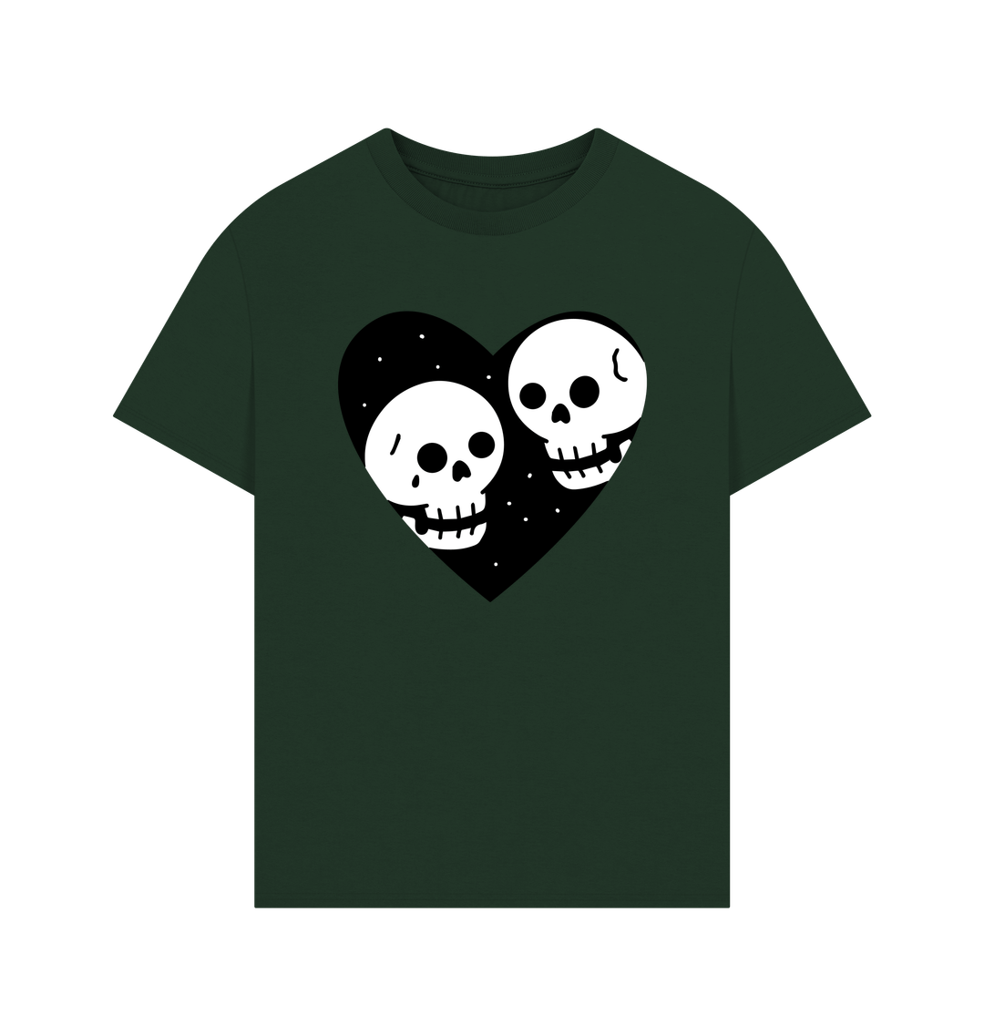 Evergreen Organic Cotton Oversized Cool Skull Heart Men's T-Shirt