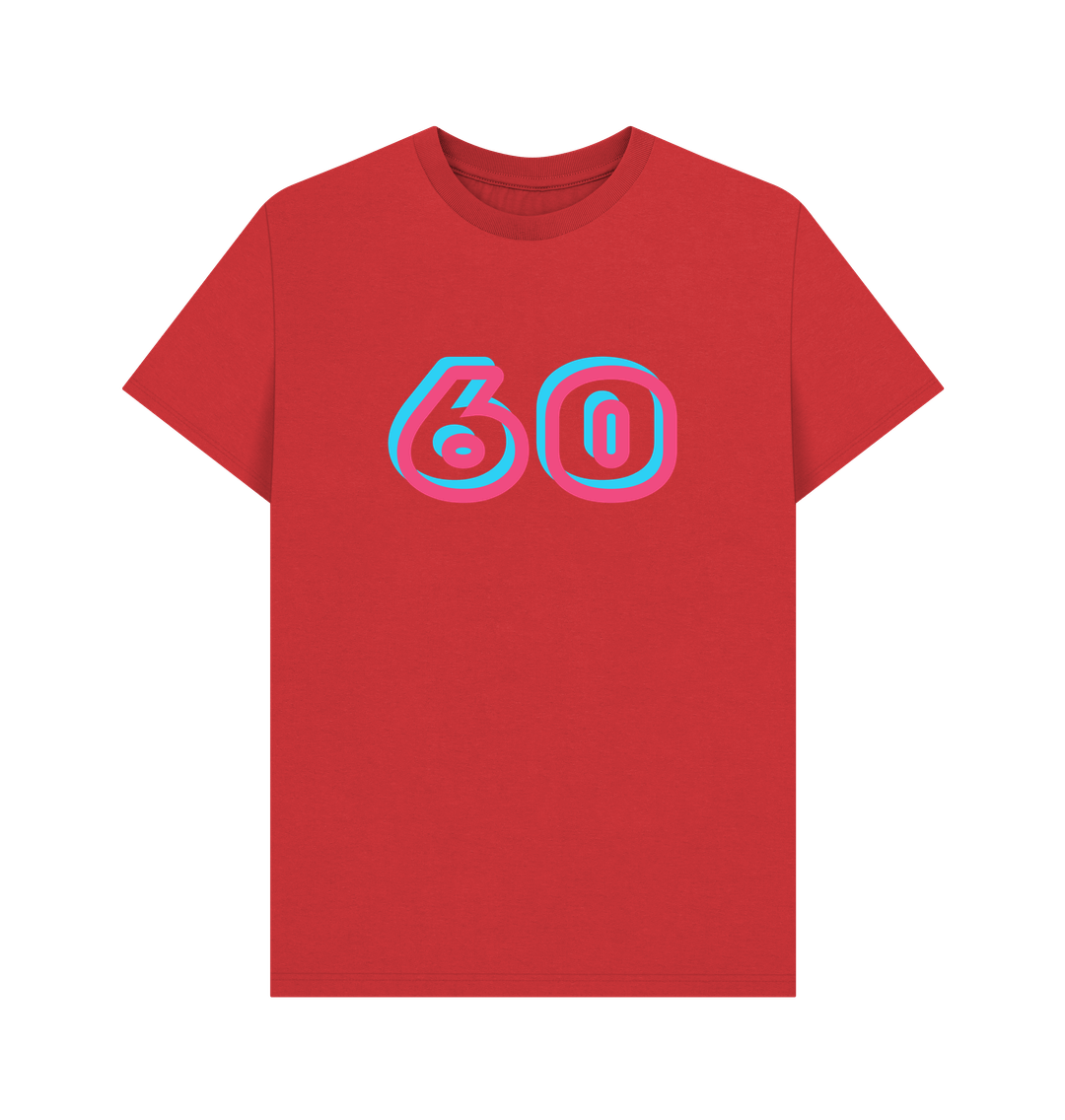 Red Men's Organic Cotton T Shirts 60th birthday