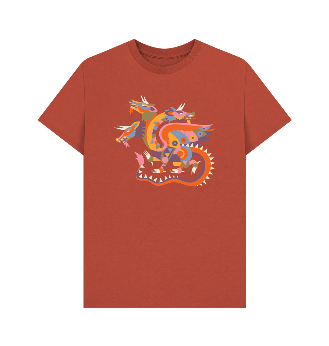 Rust Colourful Dragon Organic Cotton Men's T-Shirt