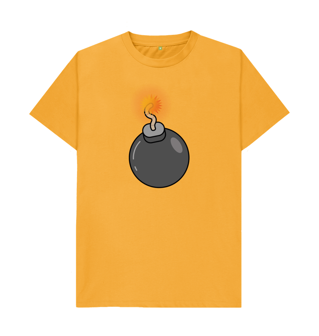 Mustard Men's Cartoon Ticking Timebomb Organic Cotton Mental Health T-Shirt