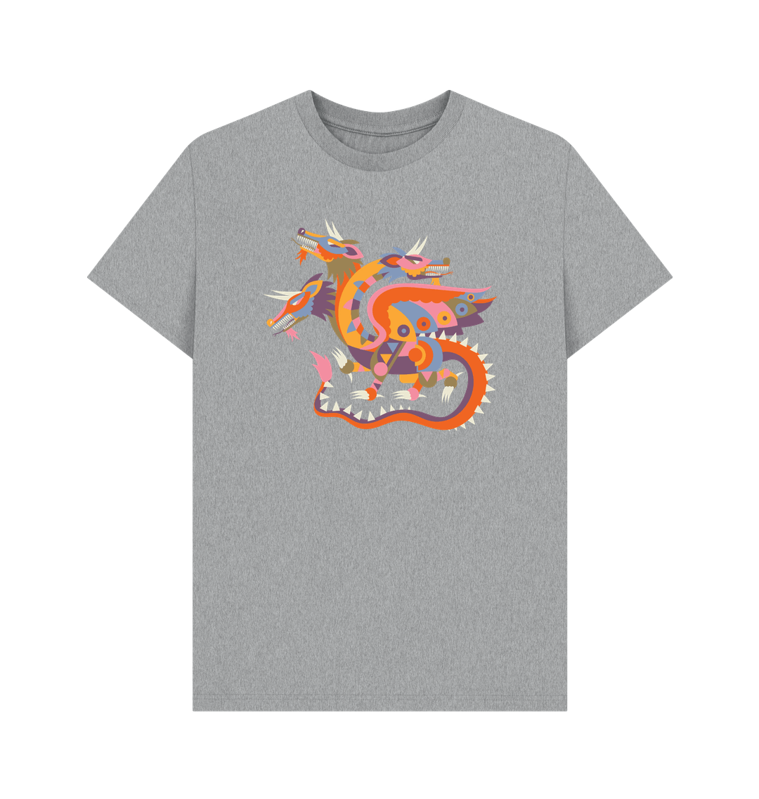 Athletic Grey Colourful Dragon Organic Cotton Men's T-Shirt