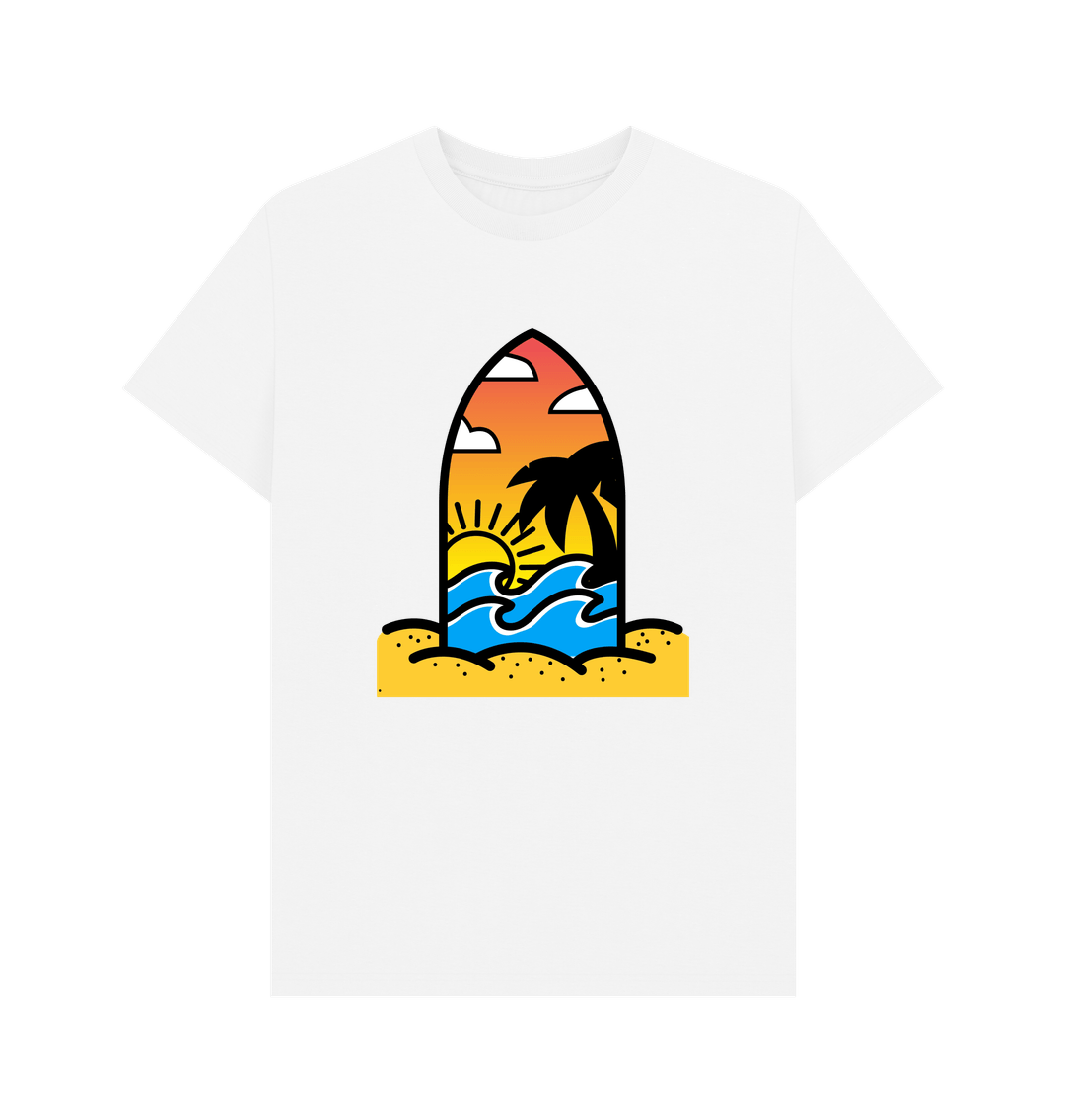 White Organic Cotton Men's Beach Surf T-Shirt
