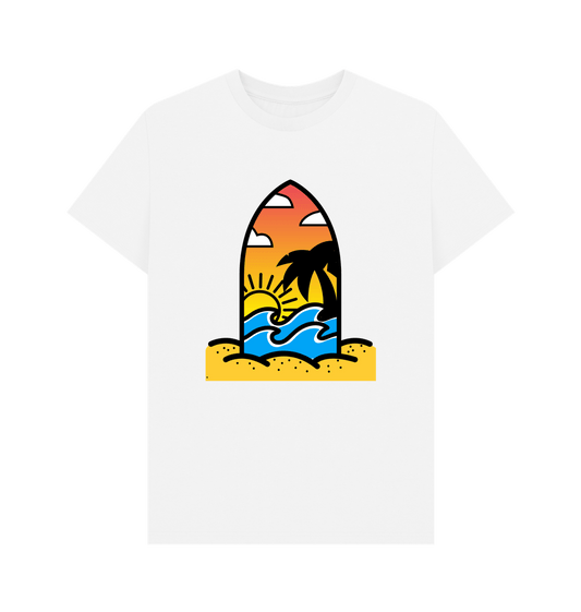 White Organic Cotton Men's Beach Surf T-Shirt