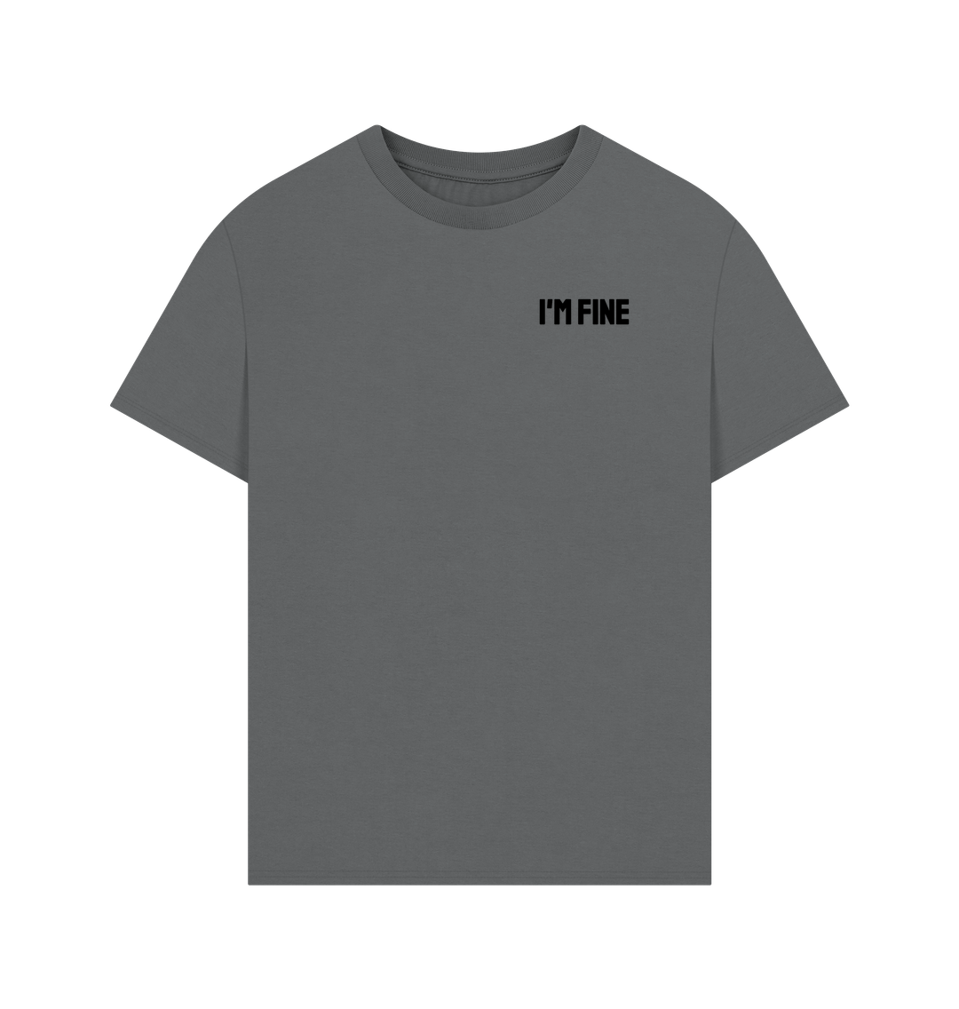Slate Grey I'm Fine Organic Cotton Men's Mental Health Oversized T-Shirt