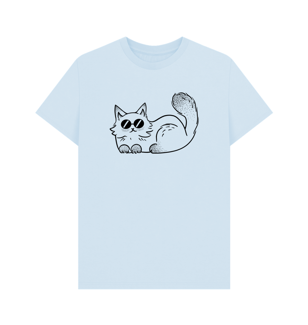 Sky Blue Organic Cotton Cool Cat T-Shirt for Men
