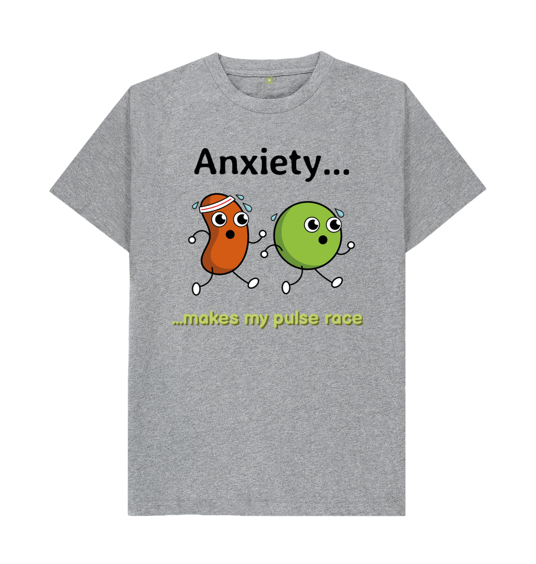 Athletic Grey Organic Cotton Anxiety Makes My Pulse Race Mental Health Men's T-Shirt