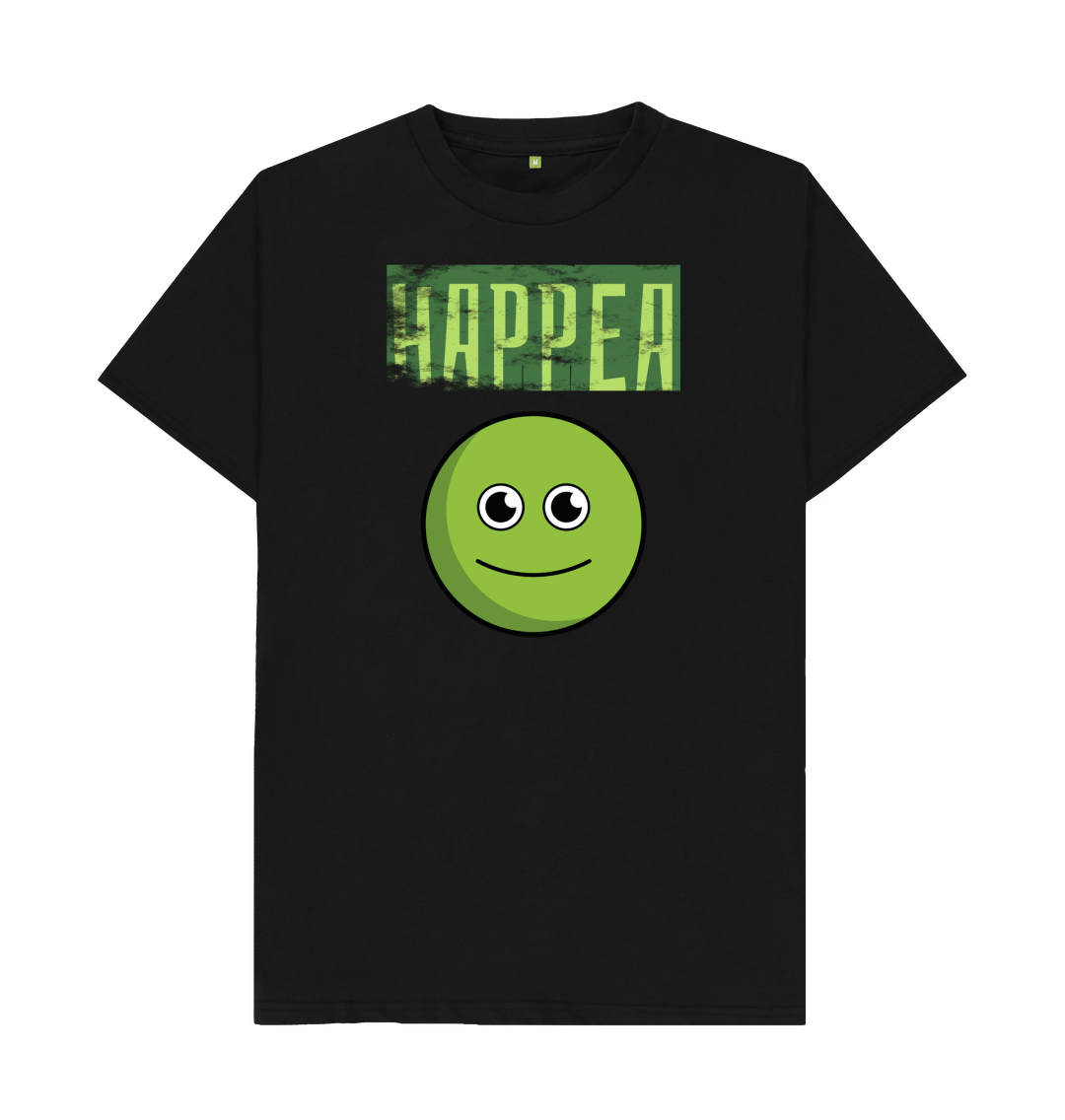 Black Organic Cotton Happea Mental Health Men's T-Shirt