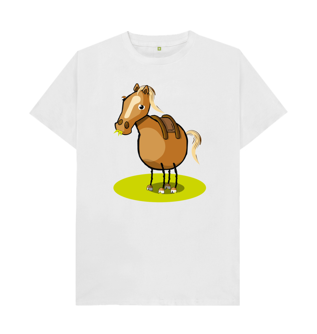 White Organic Cotton Men's Mental Health T-Shirt Funny Grumpy Horse