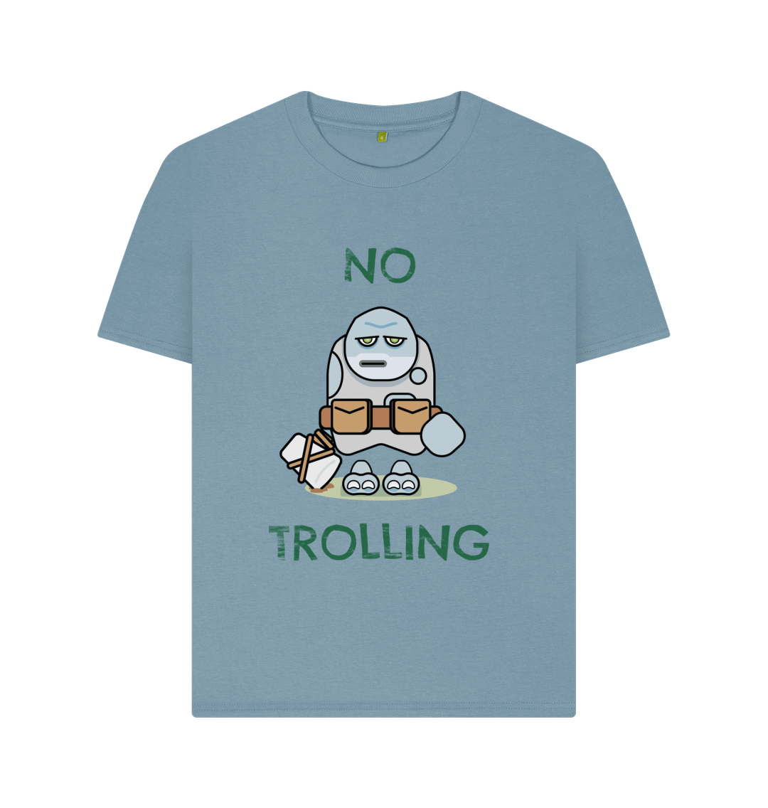 Stone Blue Organic Cotton Woman's Mental Health T-Shirt No Trolling