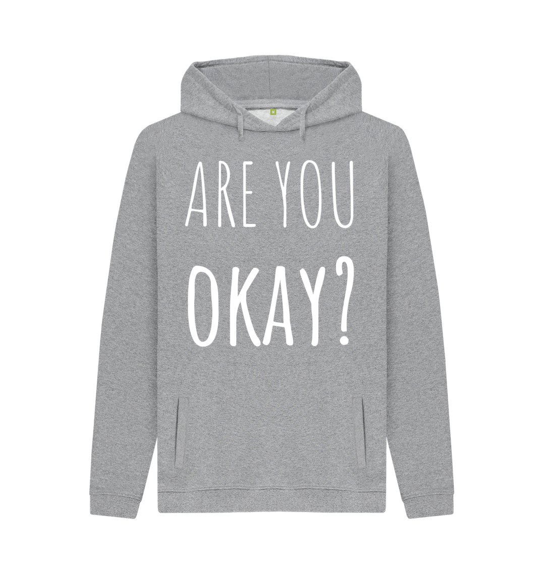 Light Heather Organic Cotton Are You Okay Mental Health Clothing Men's Hoodie