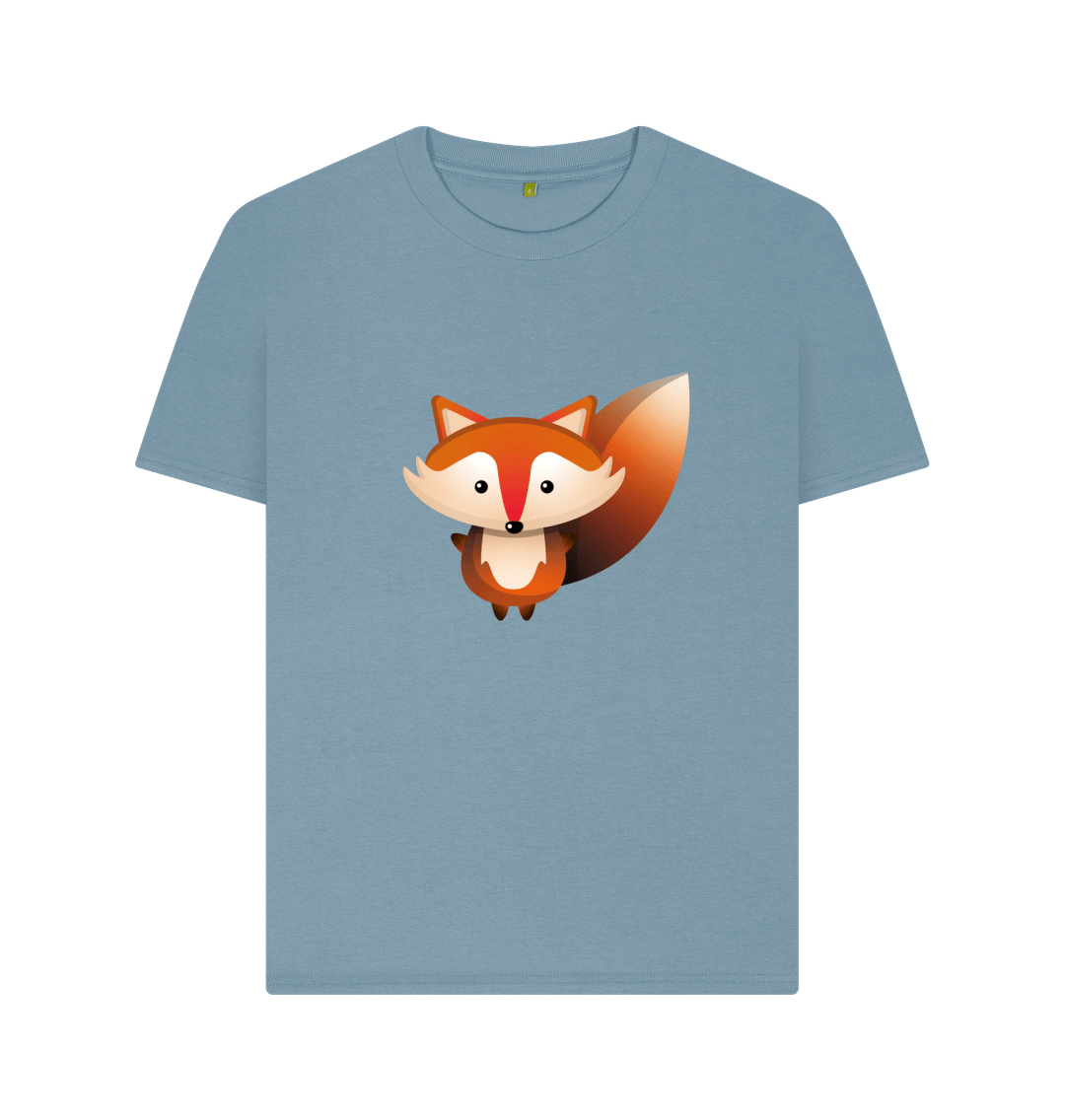 Stone Blue Organic Cotton Fox Women's T-Shirt
