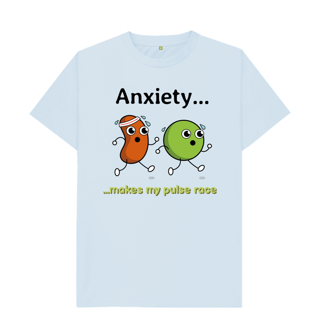 Sky Blue Organic Cotton Anxiety Makes My Pulse Race Mental Health Men's T-Shirt