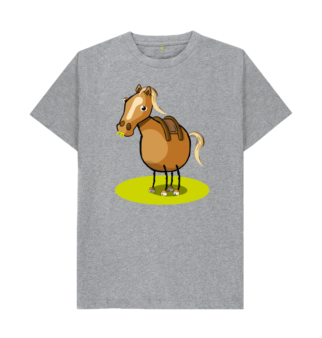 Athletic Grey Organic Cotton Men's Mental Health T-Shirt Funny Grumpy Horse