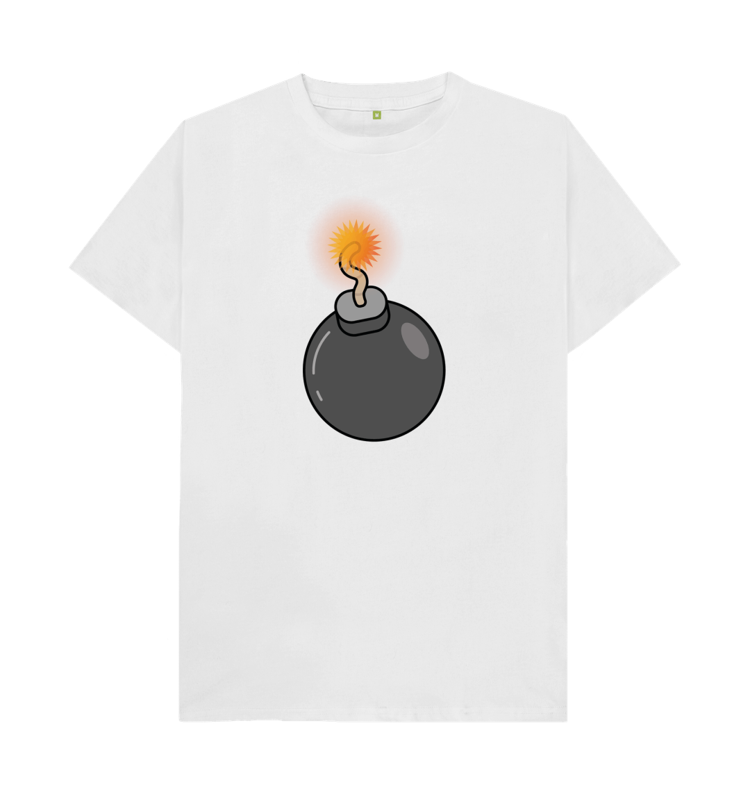 White Men's Cartoon Ticking Timebomb Organic Cotton Mental Health T-Shirt