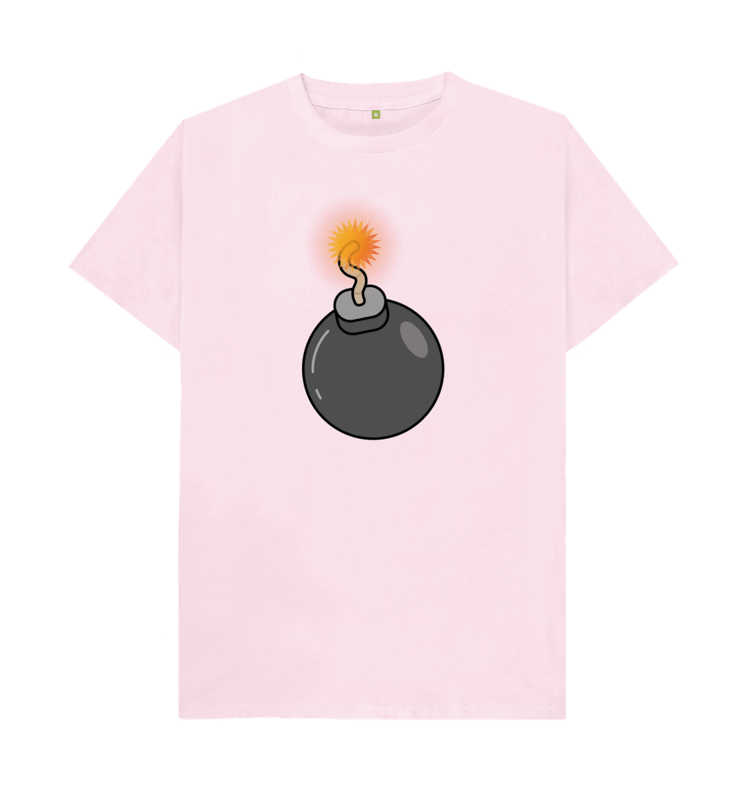 Pink Men's Cartoon Ticking Timebomb Organic Cotton Mental Health T-Shirt