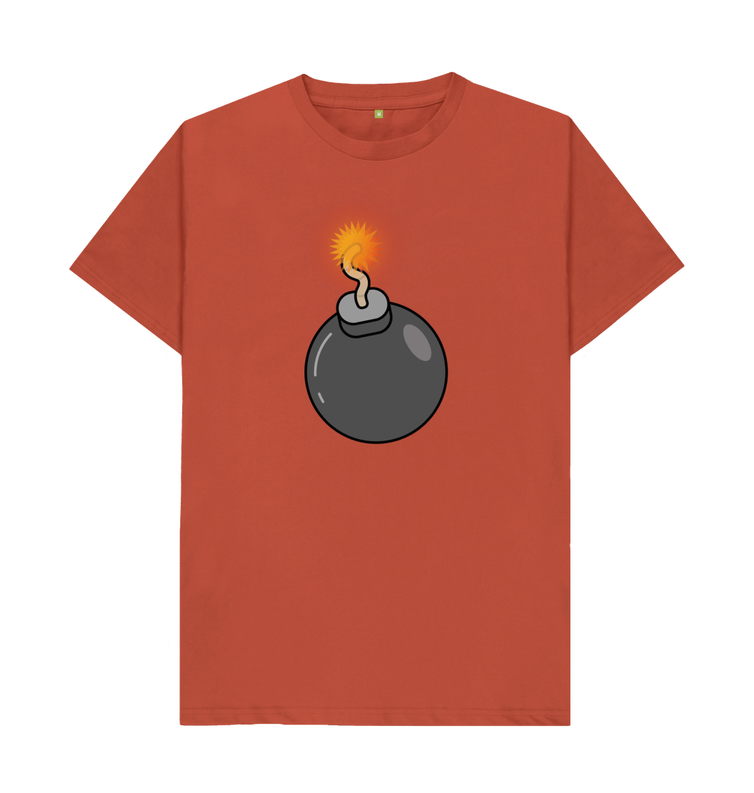 Rust Men's Cartoon Ticking Timebomb Organic Cotton Mental Health T-Shirt