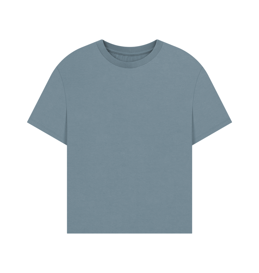 Stone Blue Plain Oversized T Shirts Women's Organic Cotton