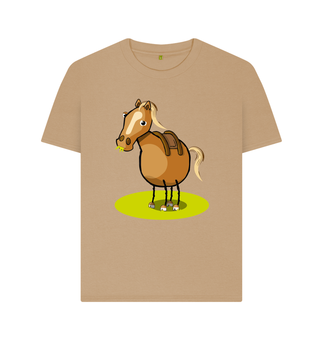 Sand Organic Cotton Woman's Funny Grumpy Horse Mental Health T-Shirt