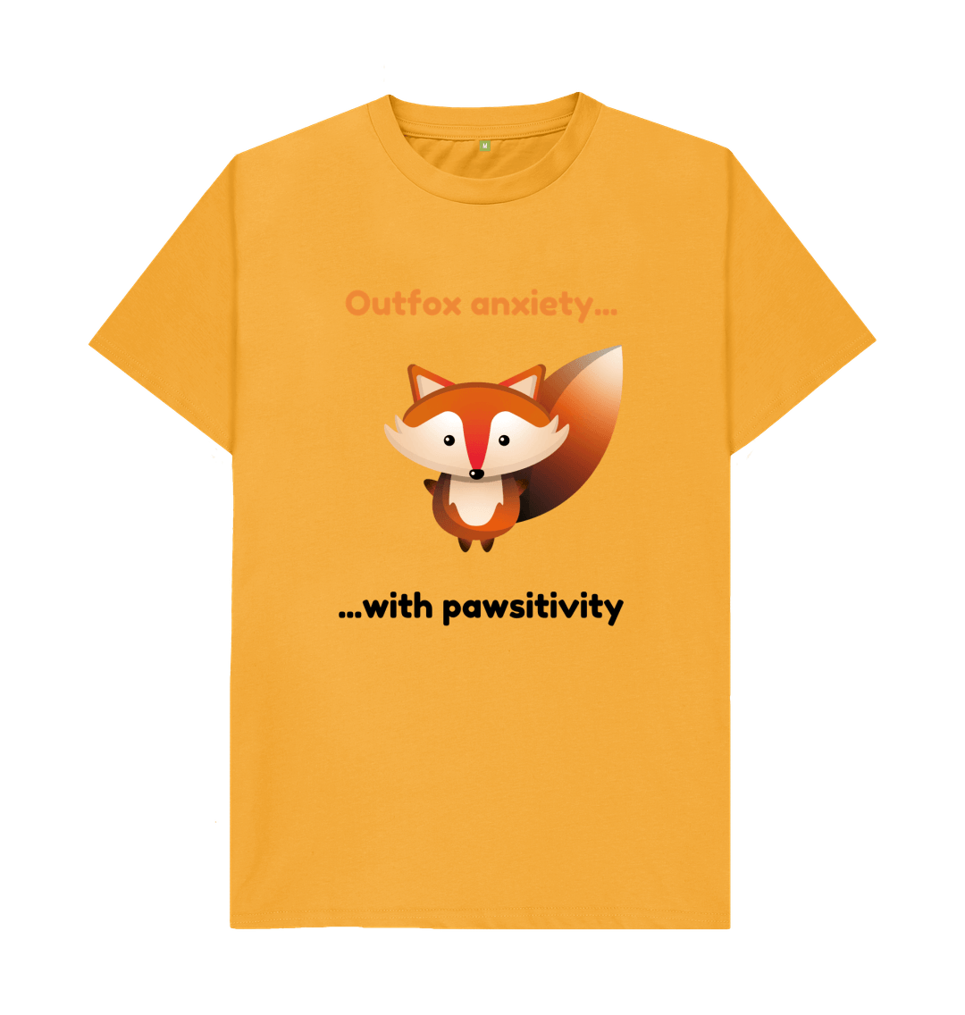 Mustard Organic Cotton Outfox Anxiety With Pawsitivity Mental Health Clothing Men's T-Shirt