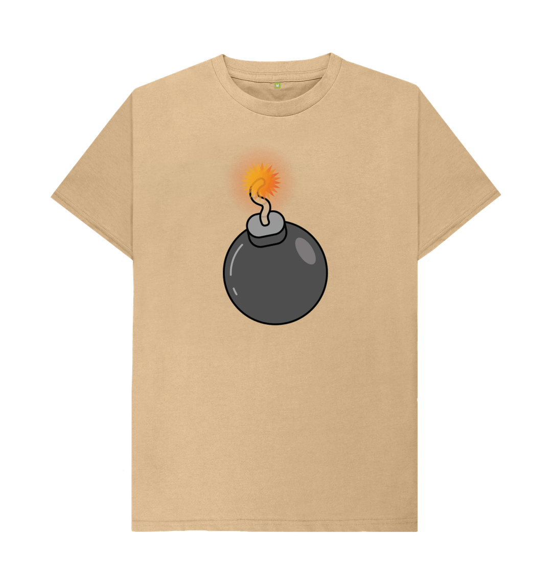Sand Men's Cartoon Ticking Timebomb Organic Cotton Mental Health T-Shirt
