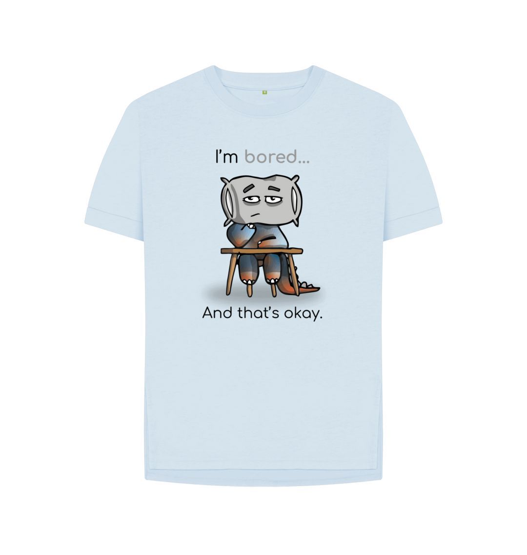 Sky Blue Bored Emotion Woman's Relaxed Organic Mental Health T-Shirt