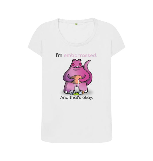 White Embarrassed Emotion Woman's Scoop Neck Organic Mental Health T-Shirt
