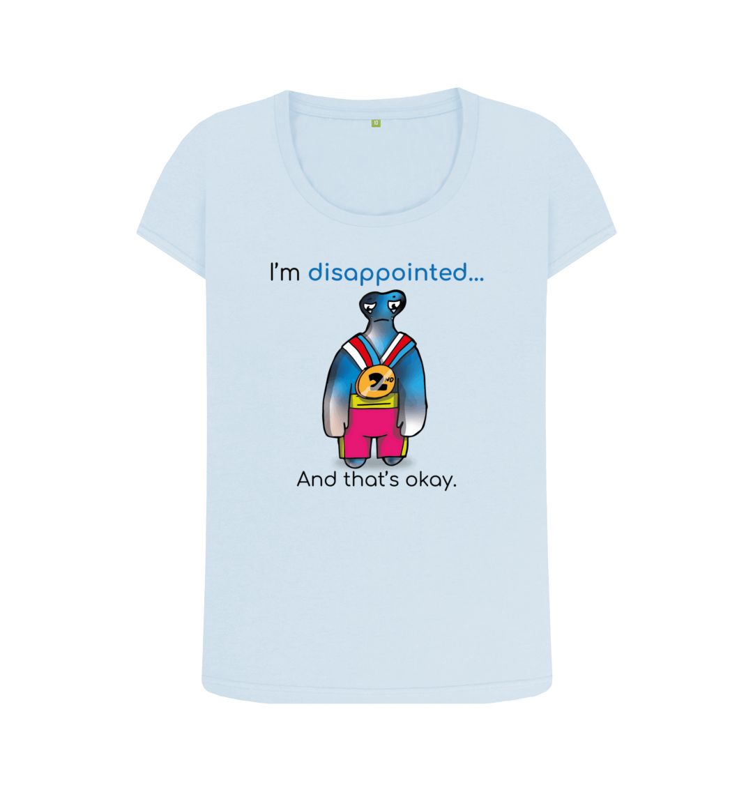 Sky Blue Disappointed Emotion Woman's Scoop Neck Organic Mental Health T-Shirt