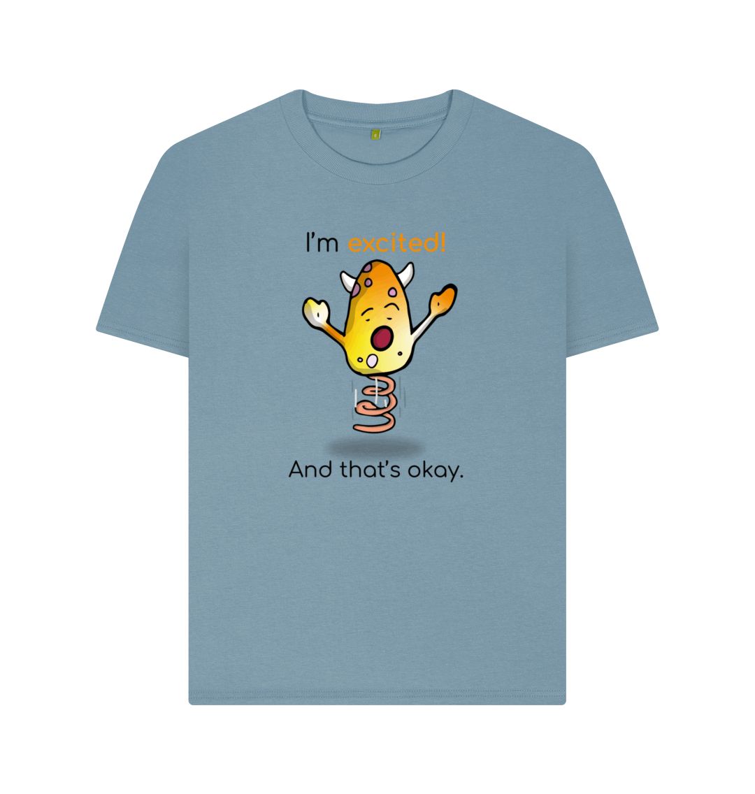 Stone Blue Excited Emotion Woman's Organic Mental Health T-Shirt