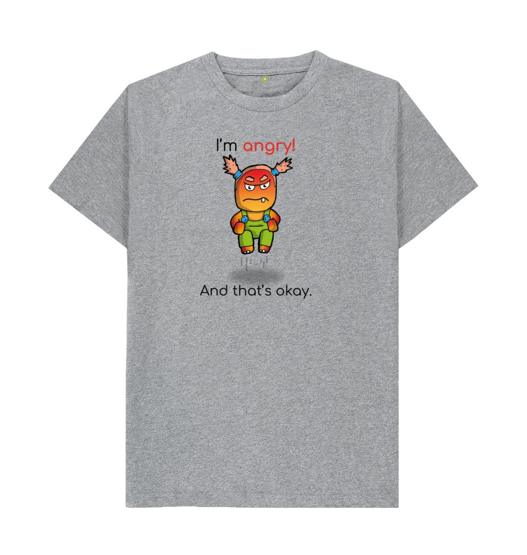 Athletic Grey I'm Angry That's Okay Men's Mental Health Emotion T-Shirt Organic Cotton