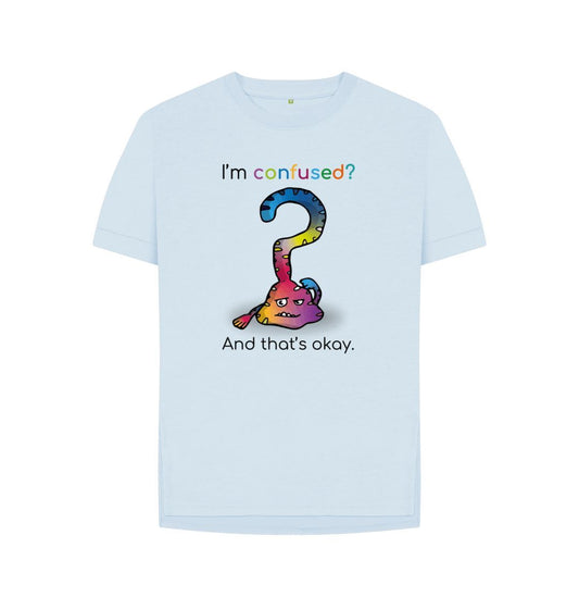 Sky Blue Confused Emotion Woman's Relaxed Organic Mental Health T-Shirt