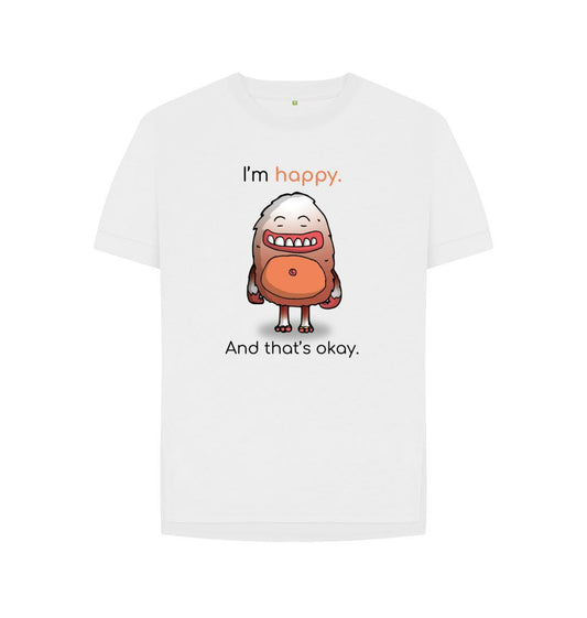 White Happy Emotion Woman's Relaxed Organic T-Shirt