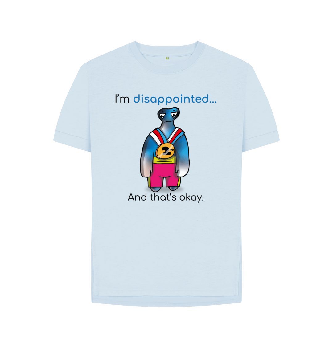 Sky Blue Disappointed Emotion Woman's Relaxed Organic Mental Health T-Shirt
