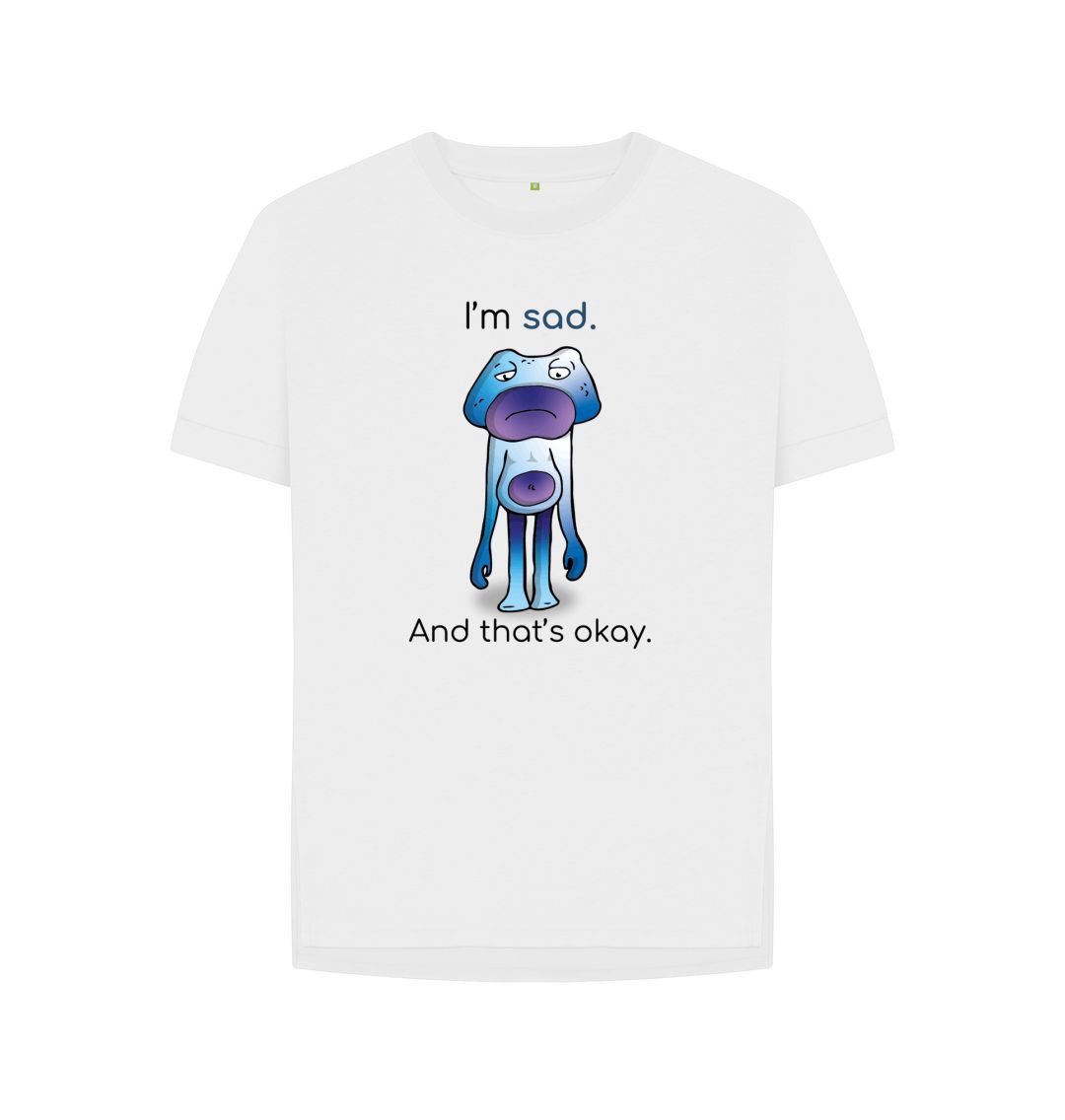 White Sad Emotion Woman's Relaxed Organic T-Shirt